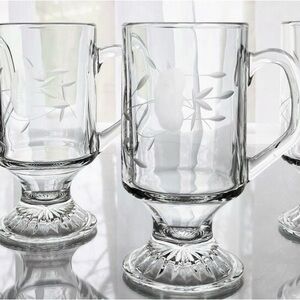 (6) Princess House Elegant Clear Glass Mugs Set